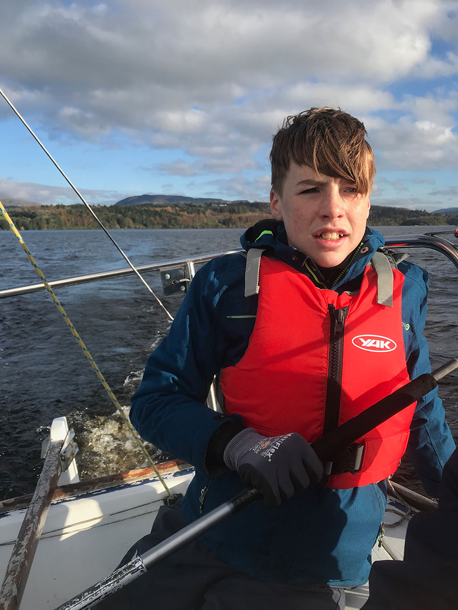 Young teenager in sailing school in Sligo in the West of Ireland